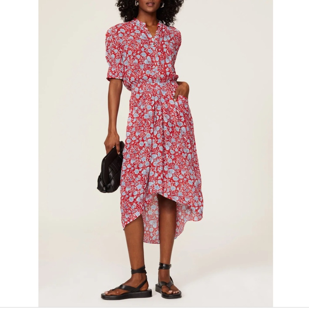 Zadig And Voltaire Rima Flowers Field Dress Size M Women Preppy Viscose Pockets